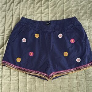 Madewell Navy Embroidered High Waist Shorts